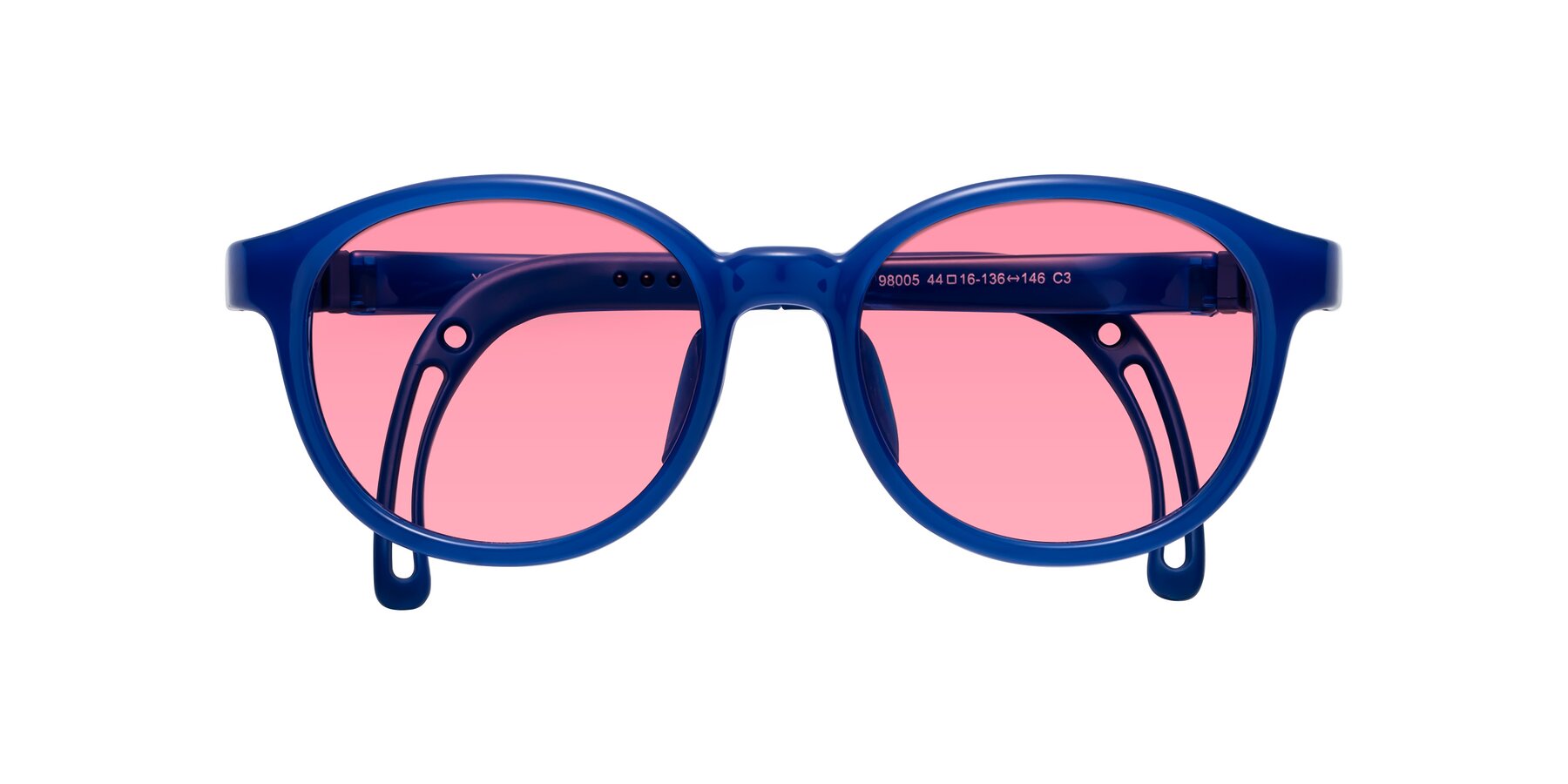 Folded Front of Anahid in Sailor Blue with Pink Tinted Lenses