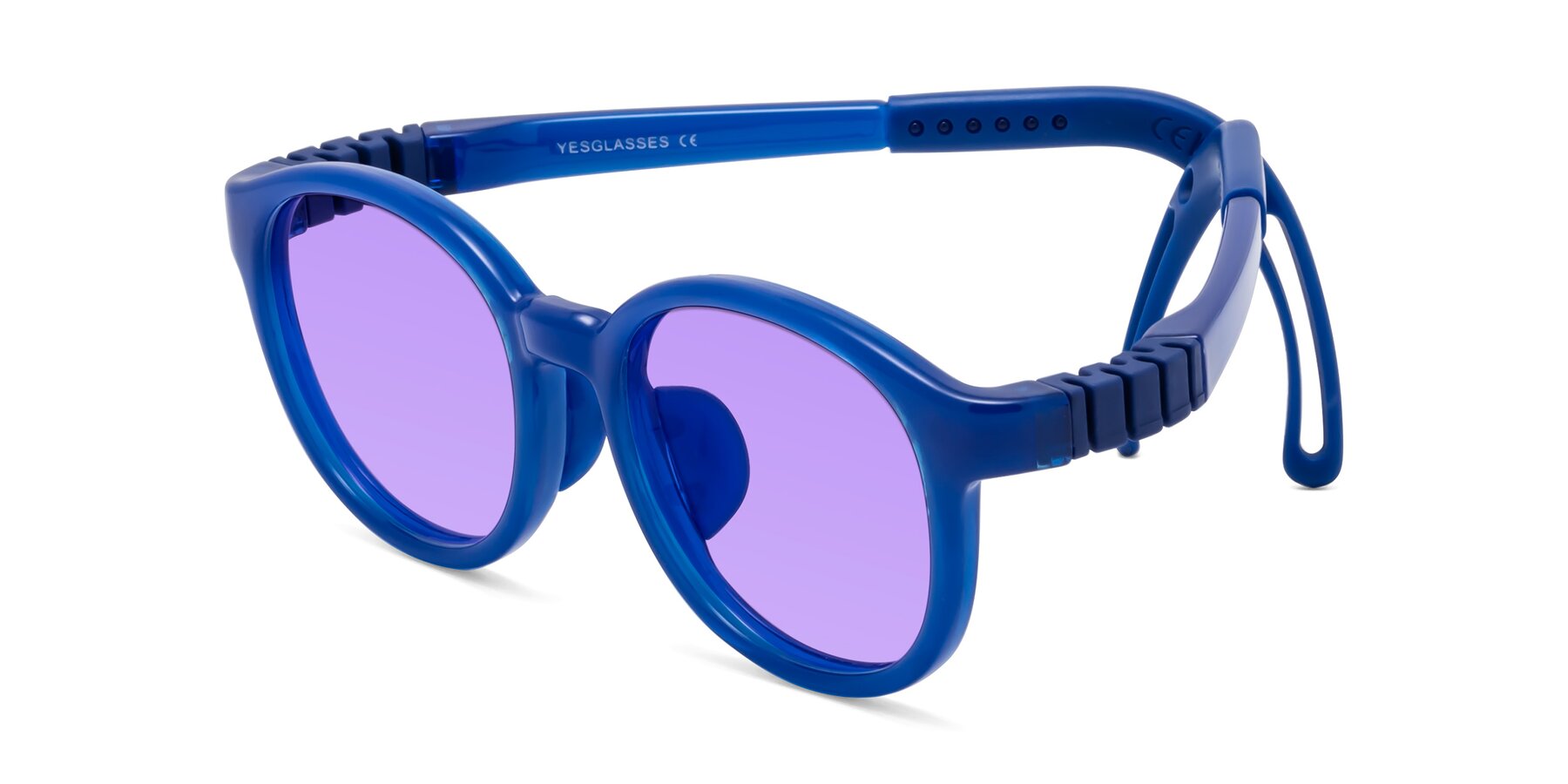 Angle of Anahid in Sailor Blue with Medium Purple Tinted Lenses