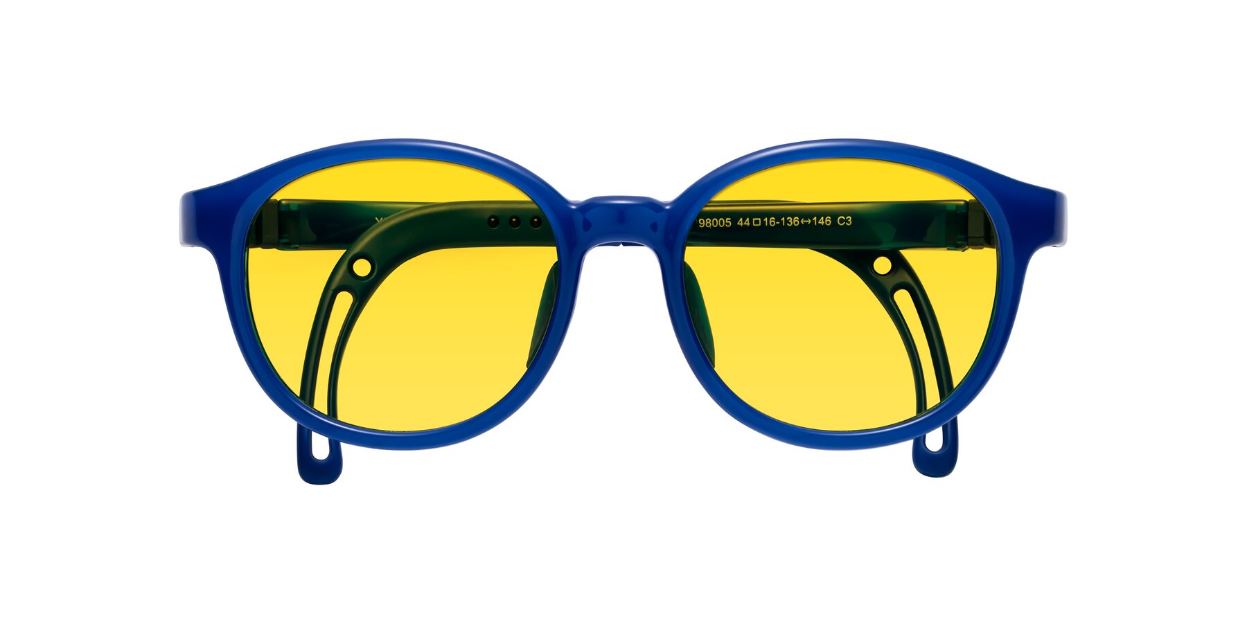 Folded Front of Anahid in Sailor Blue with Yellow Tinted Lenses