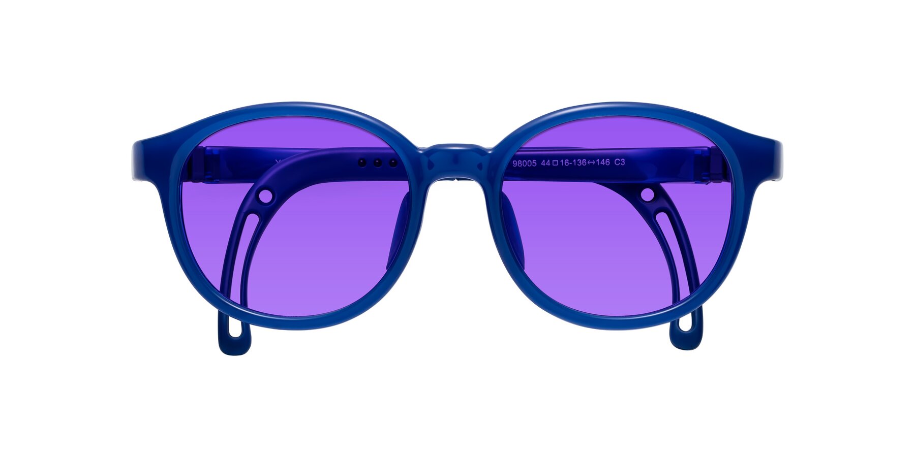 Folded Front of Anahid in Sailor Blue with Purple Tinted Lenses