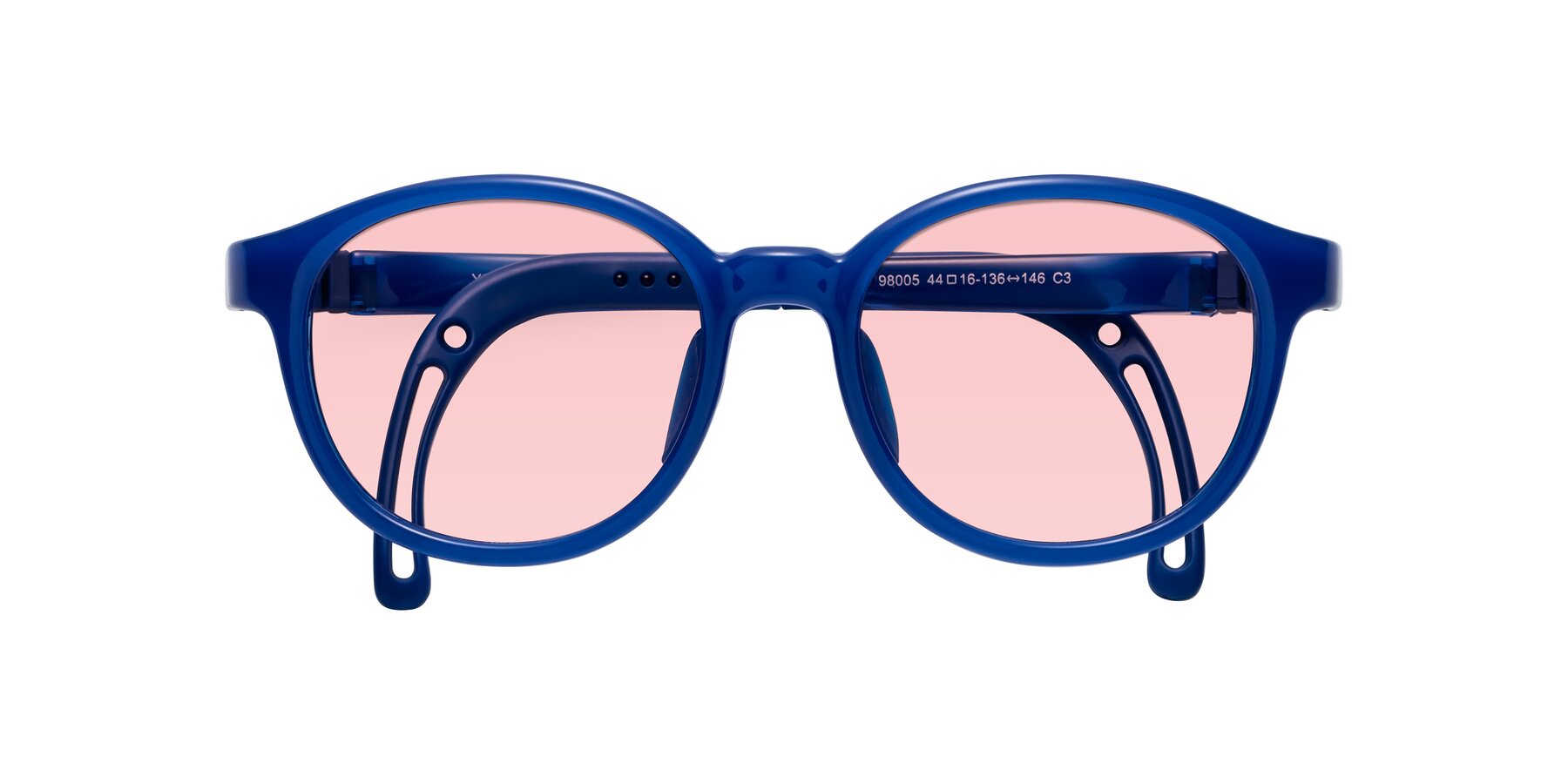 Folded Front of Anahid in Sailor Blue with Light Garnet Tinted Lenses