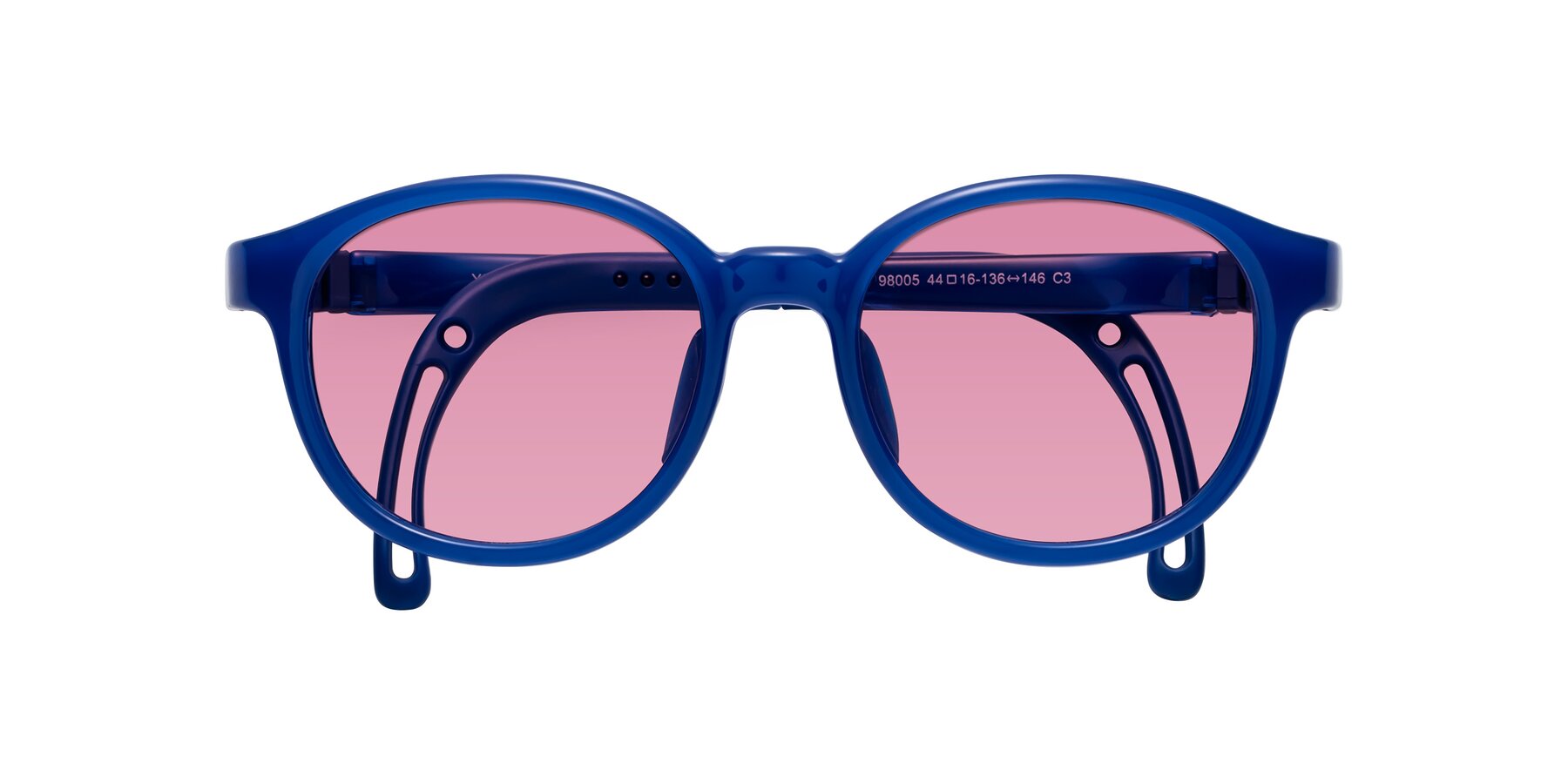 Folded Front of Anahid in Sailor Blue with Medium Wine Tinted Lenses