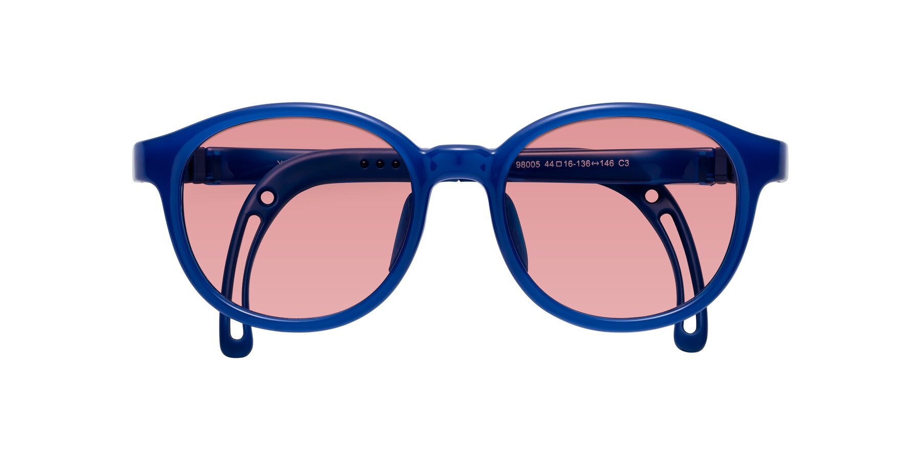 Folded Front of Anahid in Sailor Blue with Medium Garnet Tinted Lenses