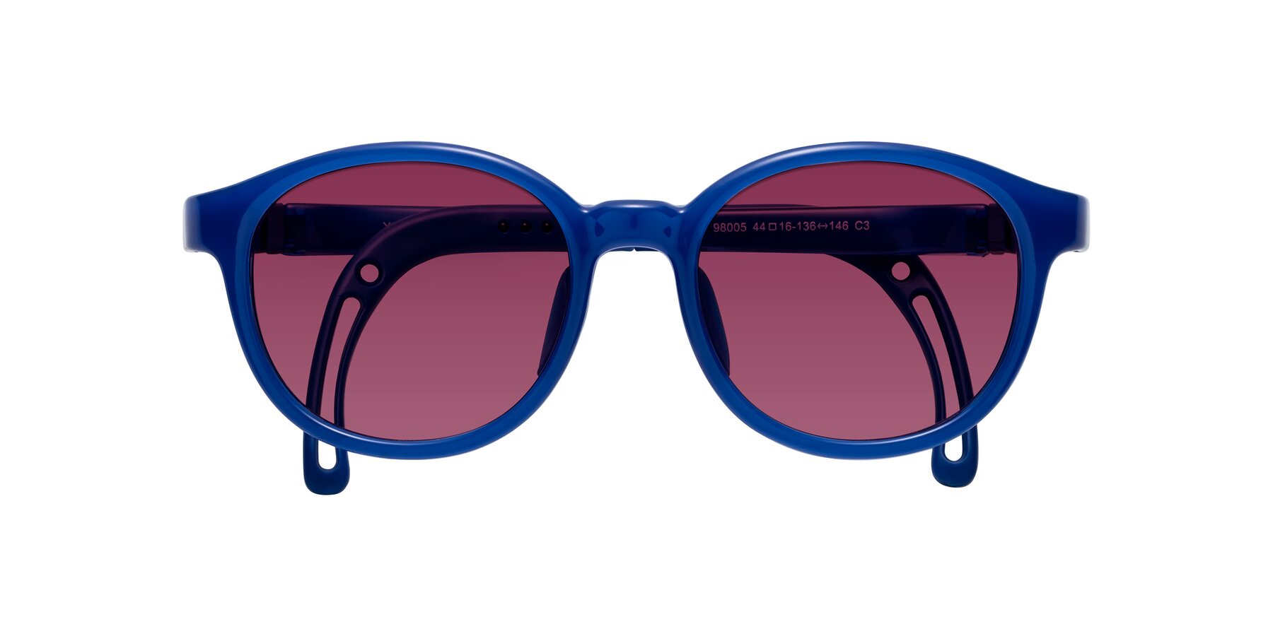 Folded Front of Anahid in Sailor Blue with Wine Tinted Lenses