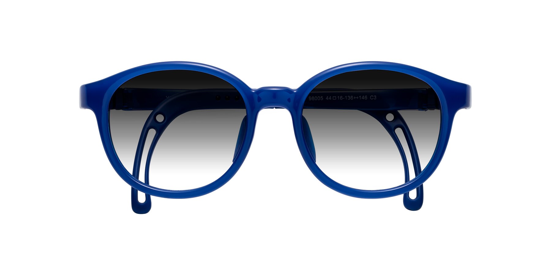 Folded Front of Anahid in Sailor Blue with Gray Gradient Lenses