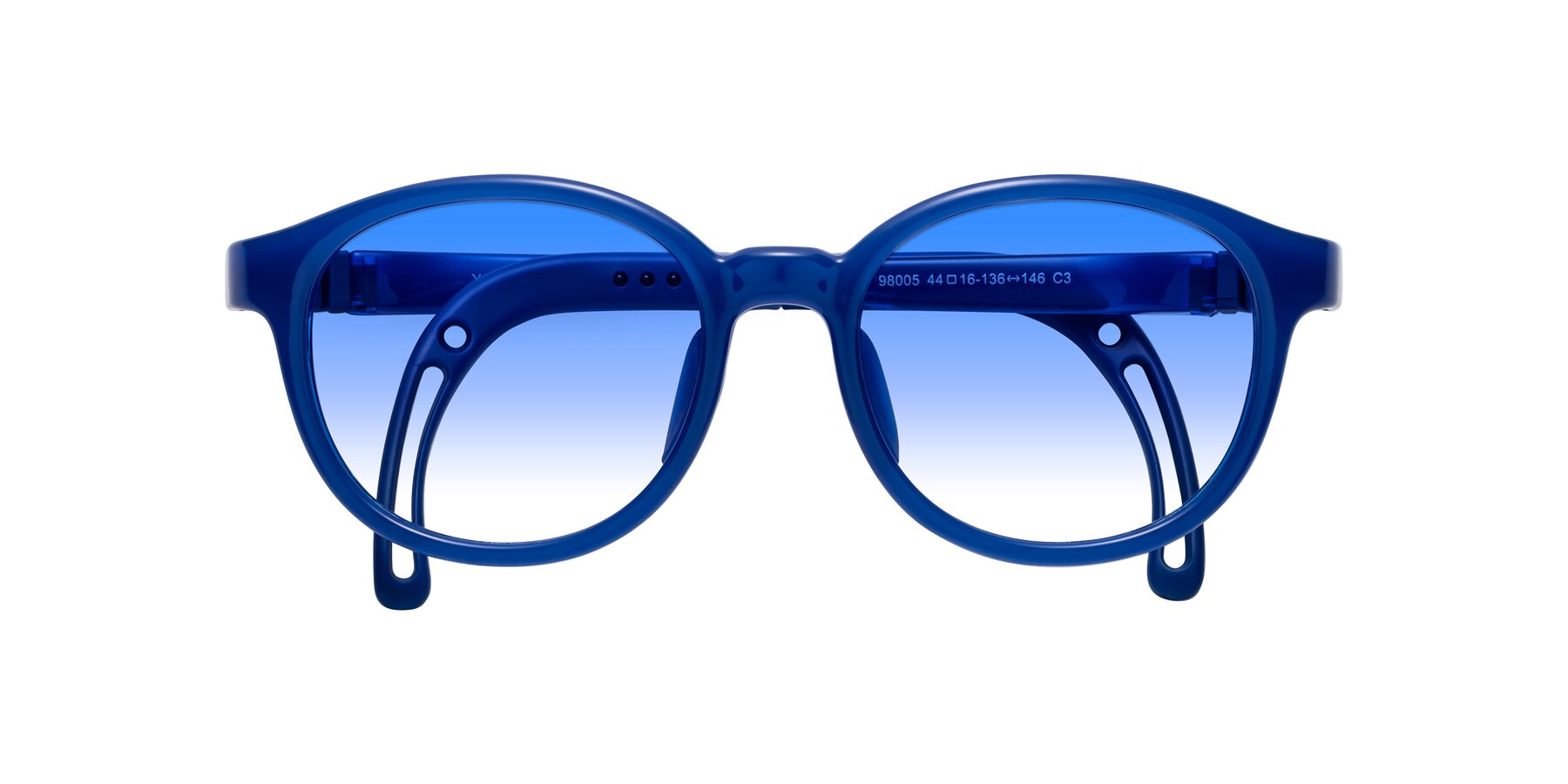 Folded Front of Anahid in Sailor Blue with Blue Gradient Lenses