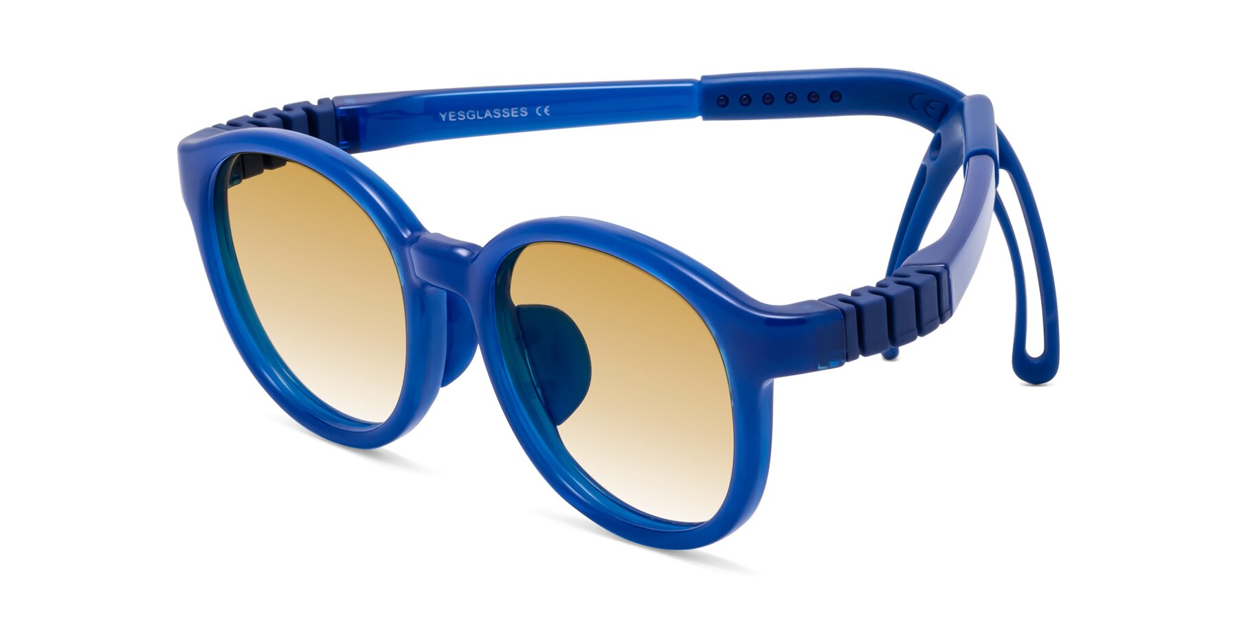 Angle of Anahid in Sailor Blue with Champagne Gradient Lenses