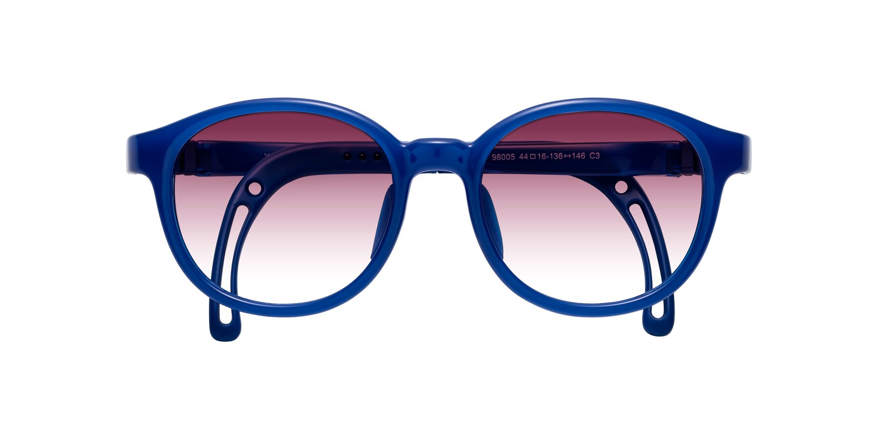 Folded Front of Anahid in Sailor Blue with Wine Gradient Lenses