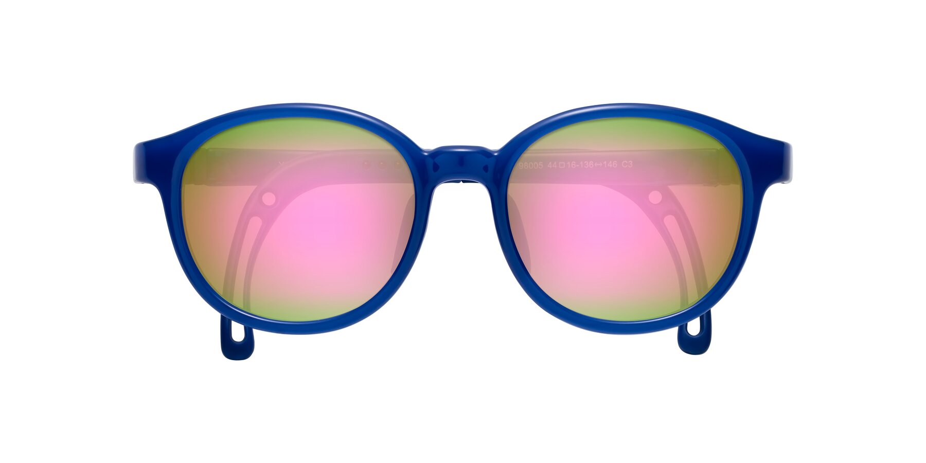 Folded Front of Anahid in Sailor Blue with Pink Mirrored Lenses