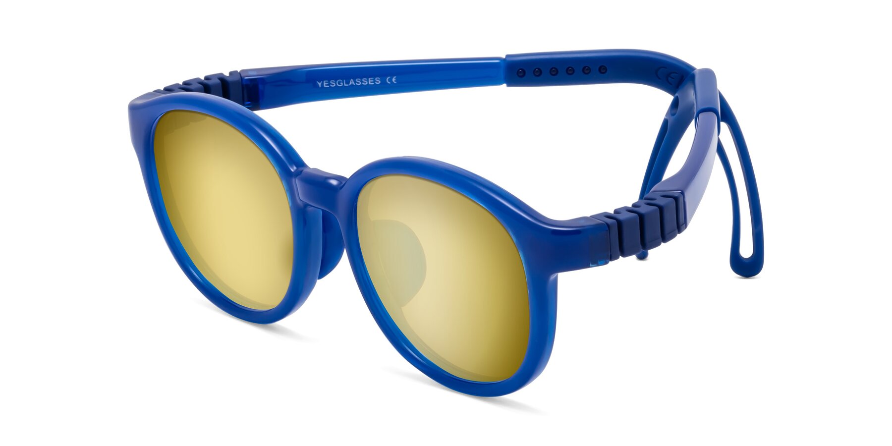 Angle of Anahid in Sailor Blue with Gold Mirrored Lenses