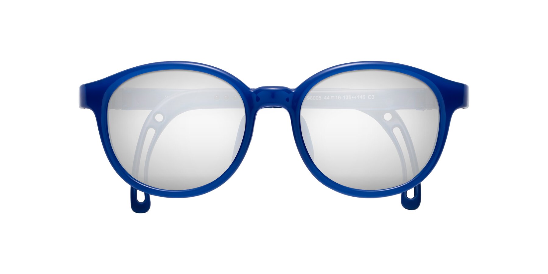 Folded Front of Anahid in Sailor Blue with Silver Mirrored Lenses