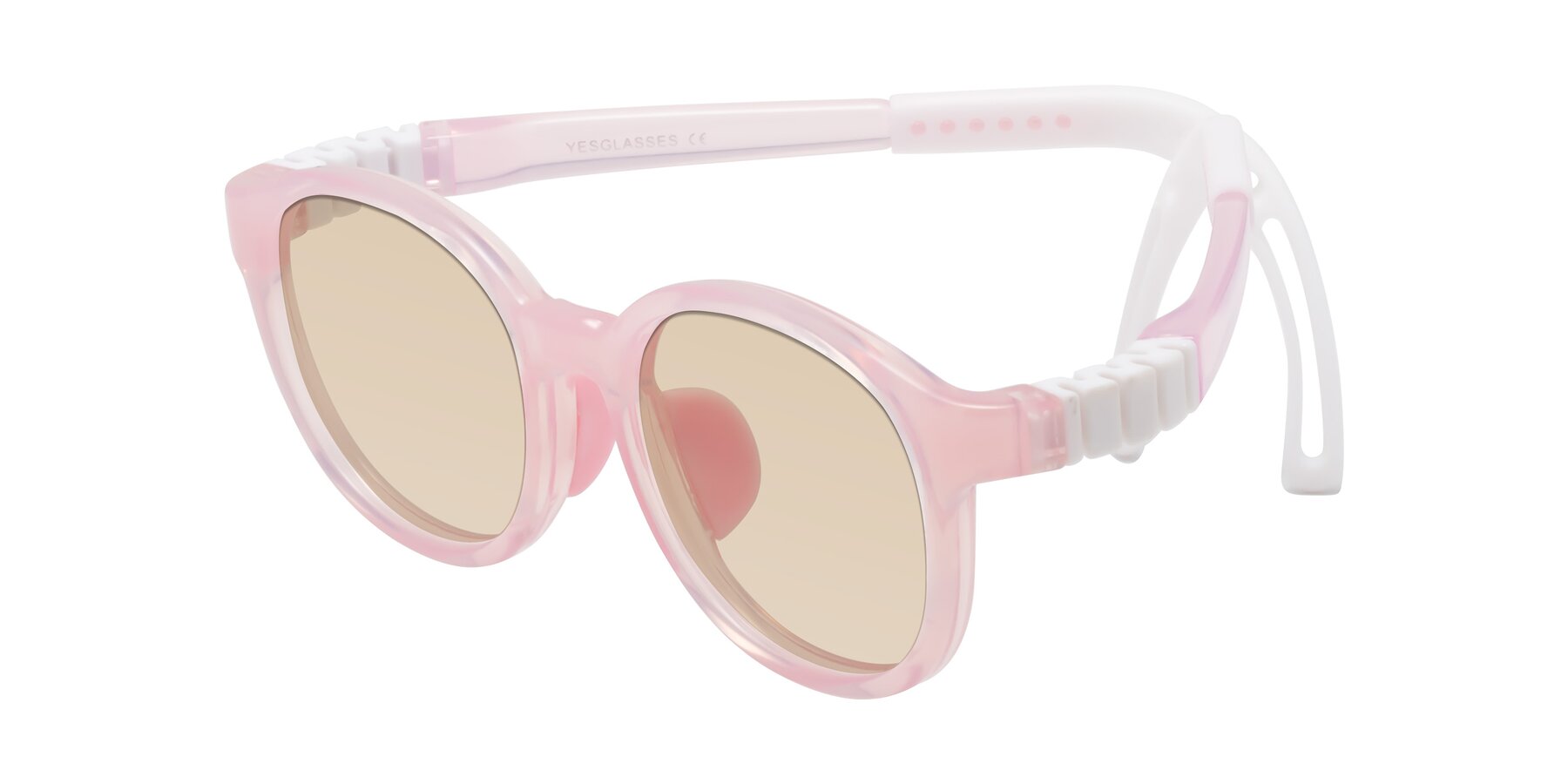 Angle of Anahid in Artist Pink with Light Brown Tinted Lenses