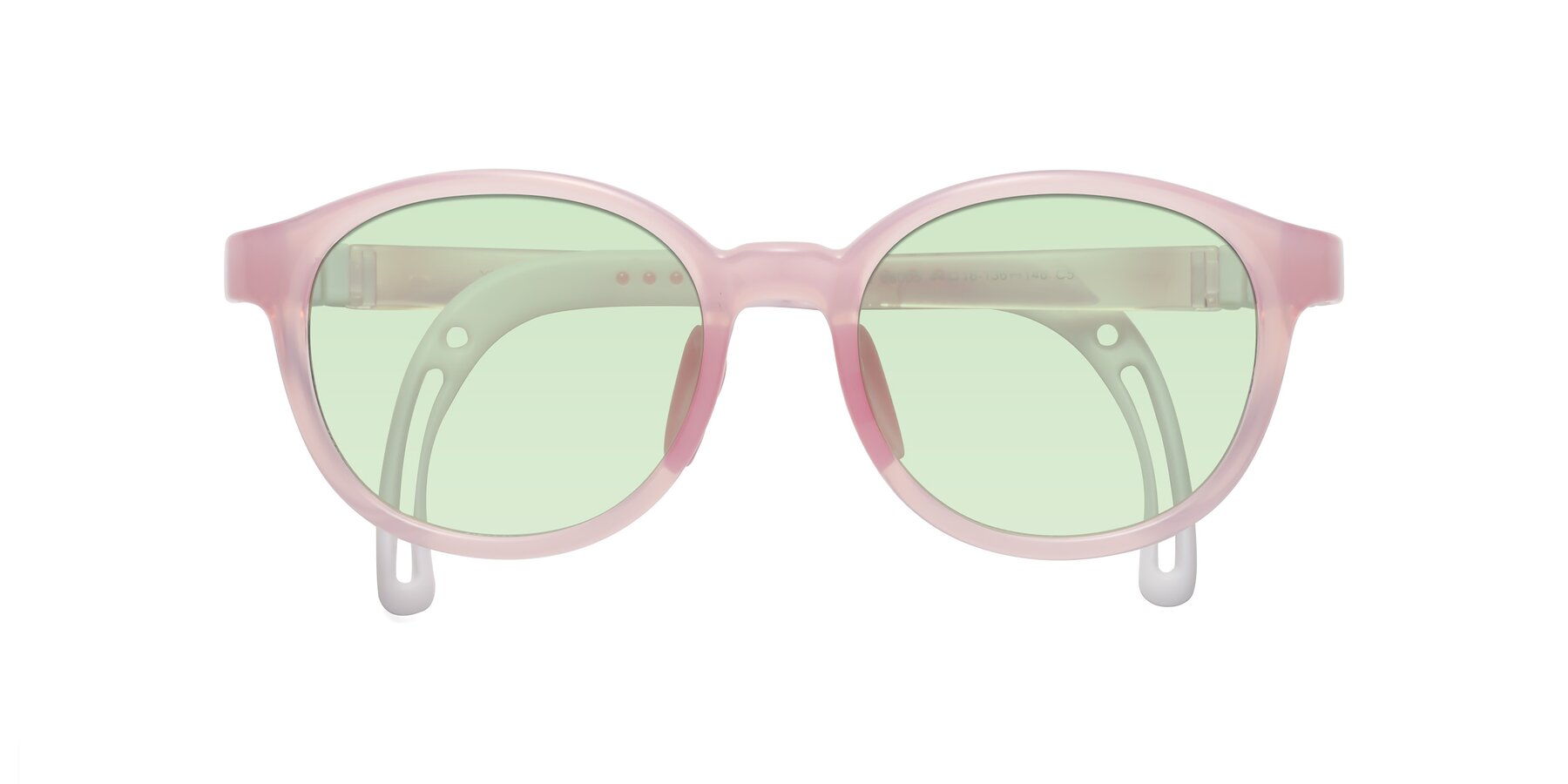 Folded Front of Anahid in Artist Pink with Light Green Tinted Lenses