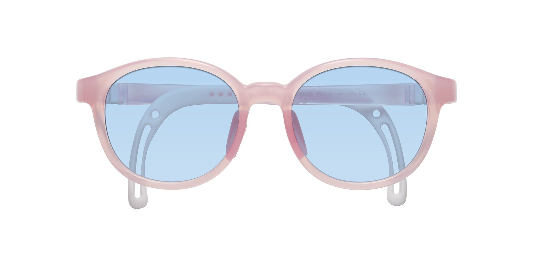 Folded Front of Anahid in Artist Pink with Light Blue Tinted Lenses