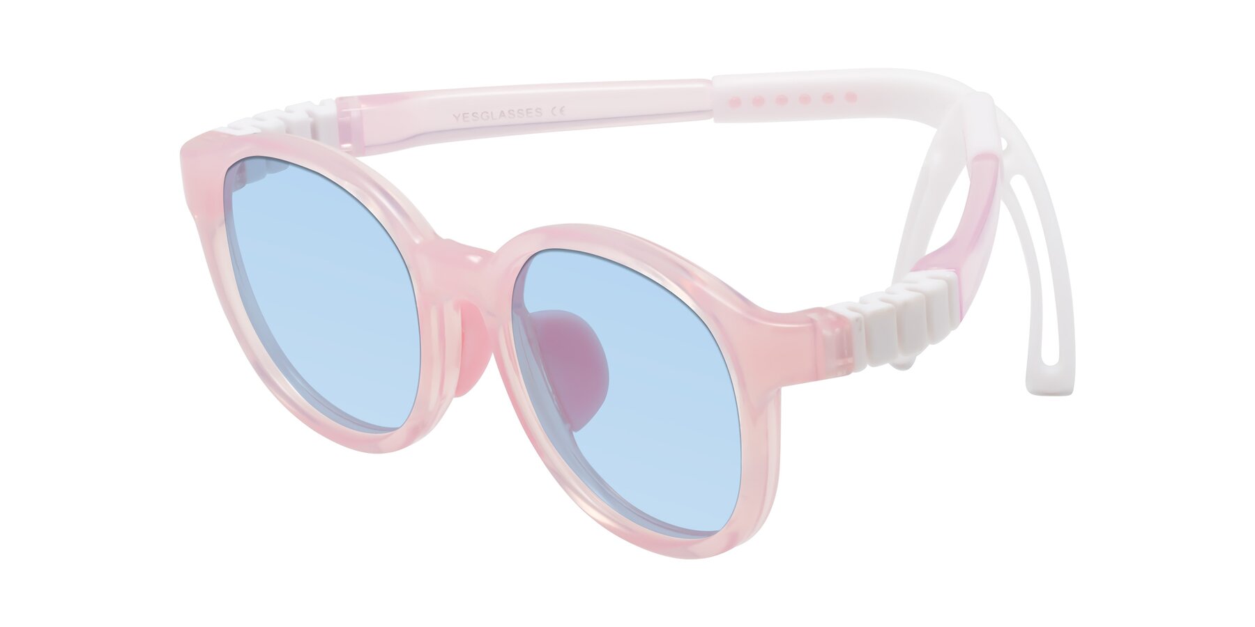 Angle of Anahid in Artist Pink with Light Blue Tinted Lenses