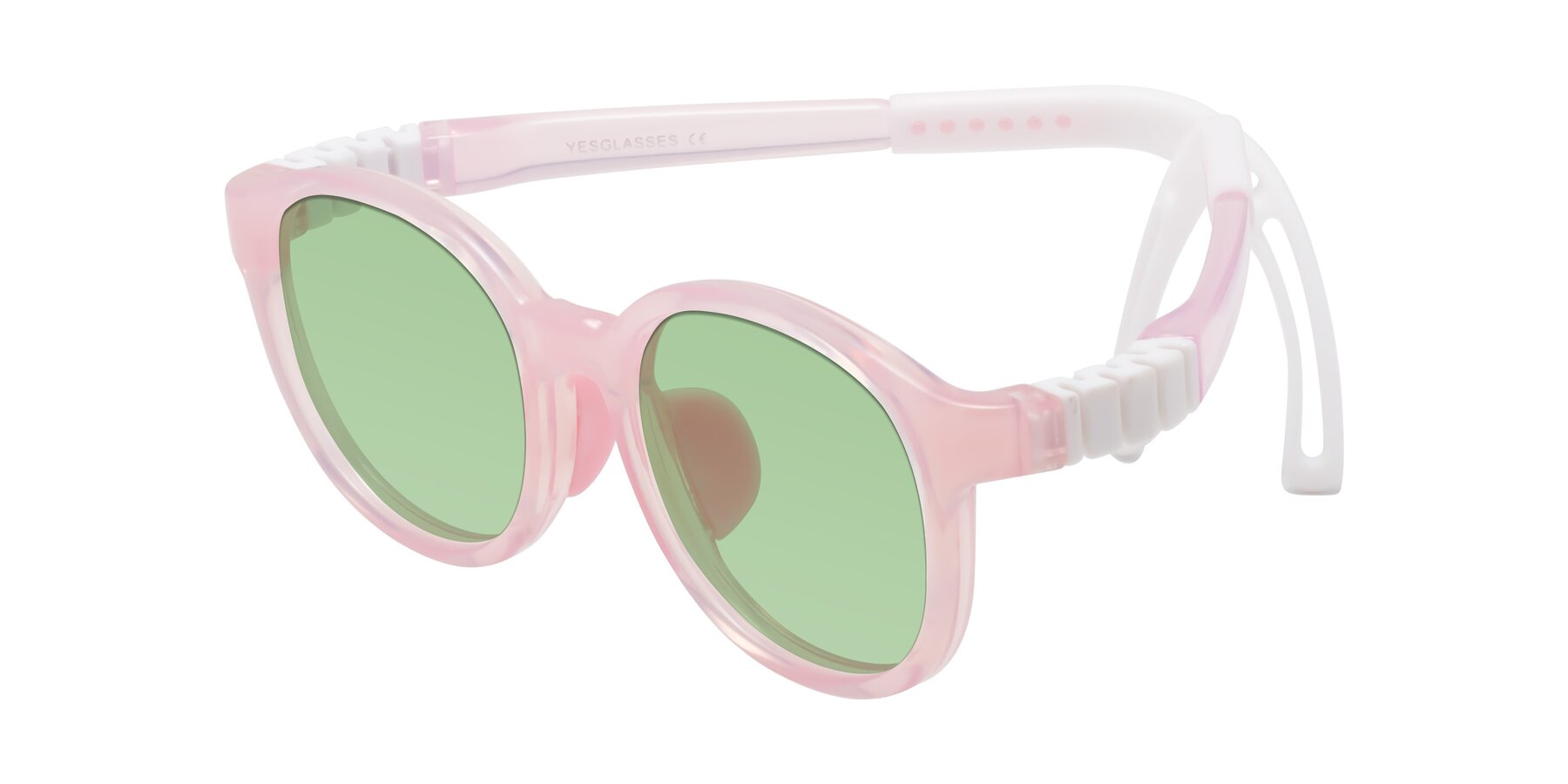 Angle of Anahid in Artist Pink with Medium Green Tinted Lenses