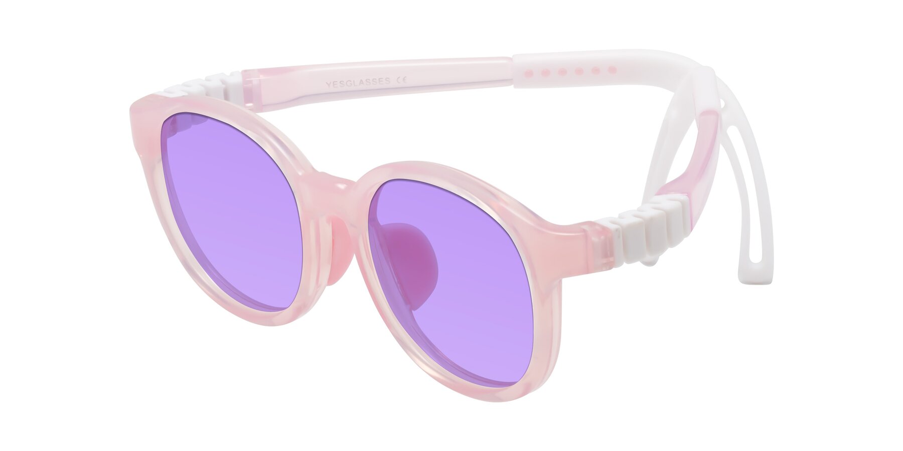 Angle of Anahid in Artist Pink with Medium Purple Tinted Lenses