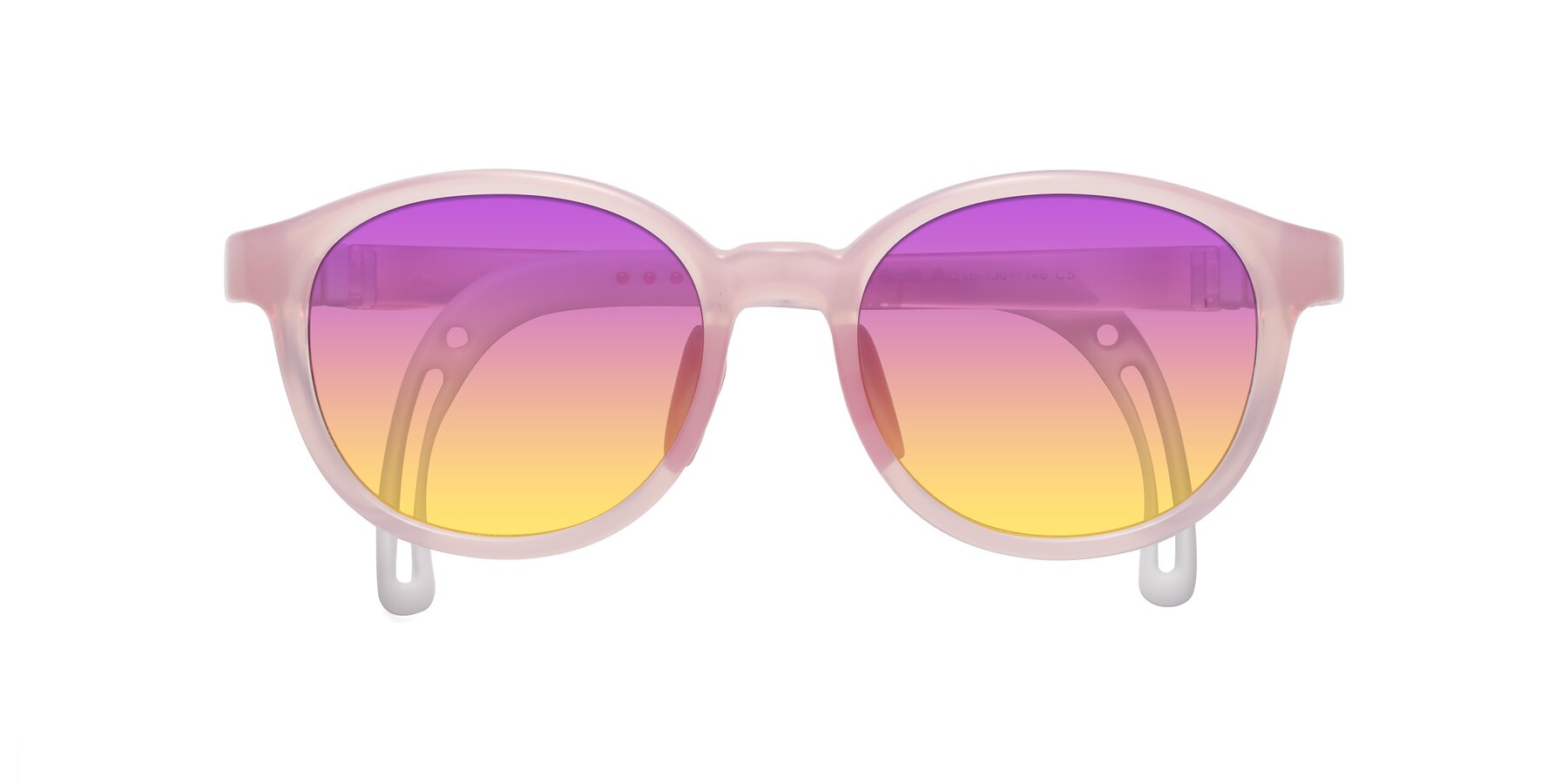 Folded Front of Anahid in Artist Pink with Purple / Yellow Gradient Lenses