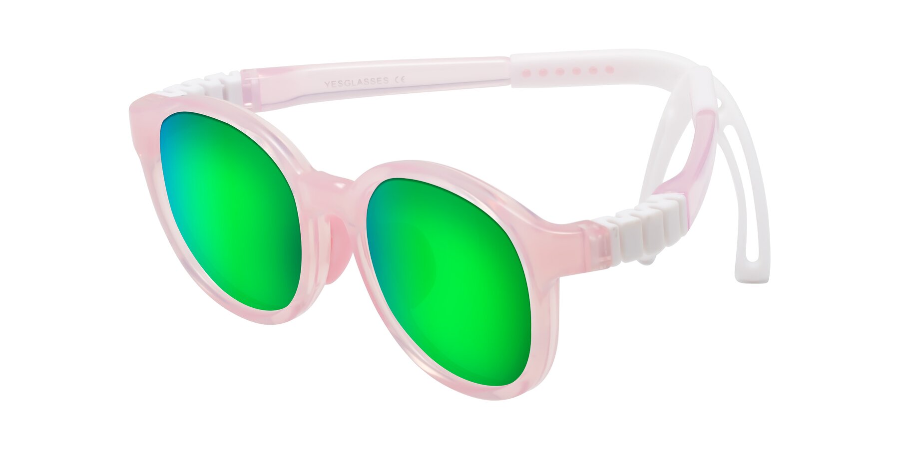 Angle of Anahid in Artist Pink with Green Mirrored Lenses