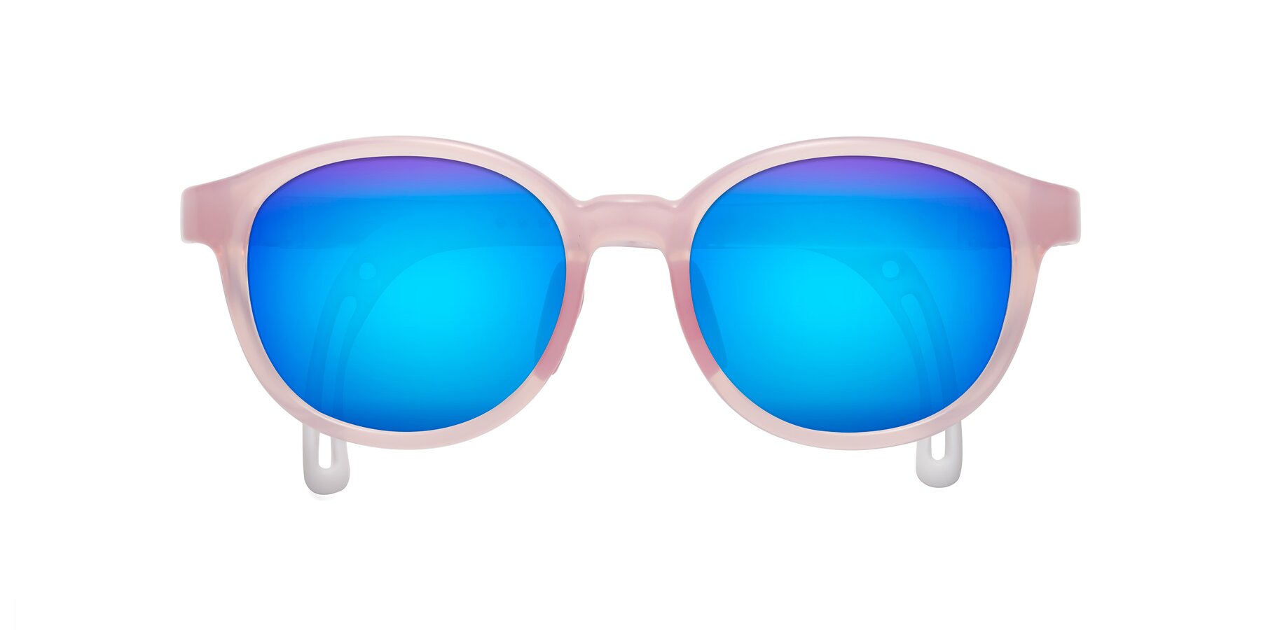 Folded Front of Anahid in Artist Pink with Blue Mirrored Lenses