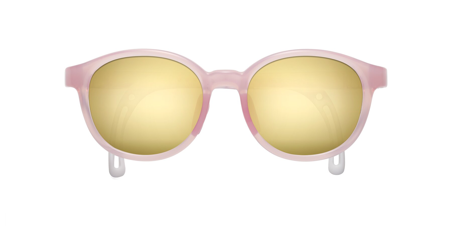 Folded Front of Anahid in Artist Pink with Gold Mirrored Lenses