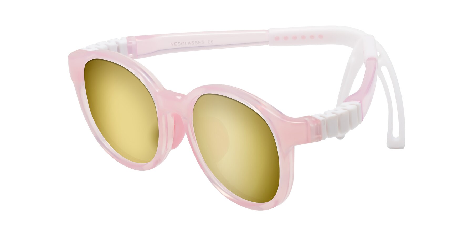 Angle of Anahid in Artist Pink with Gold Mirrored Lenses