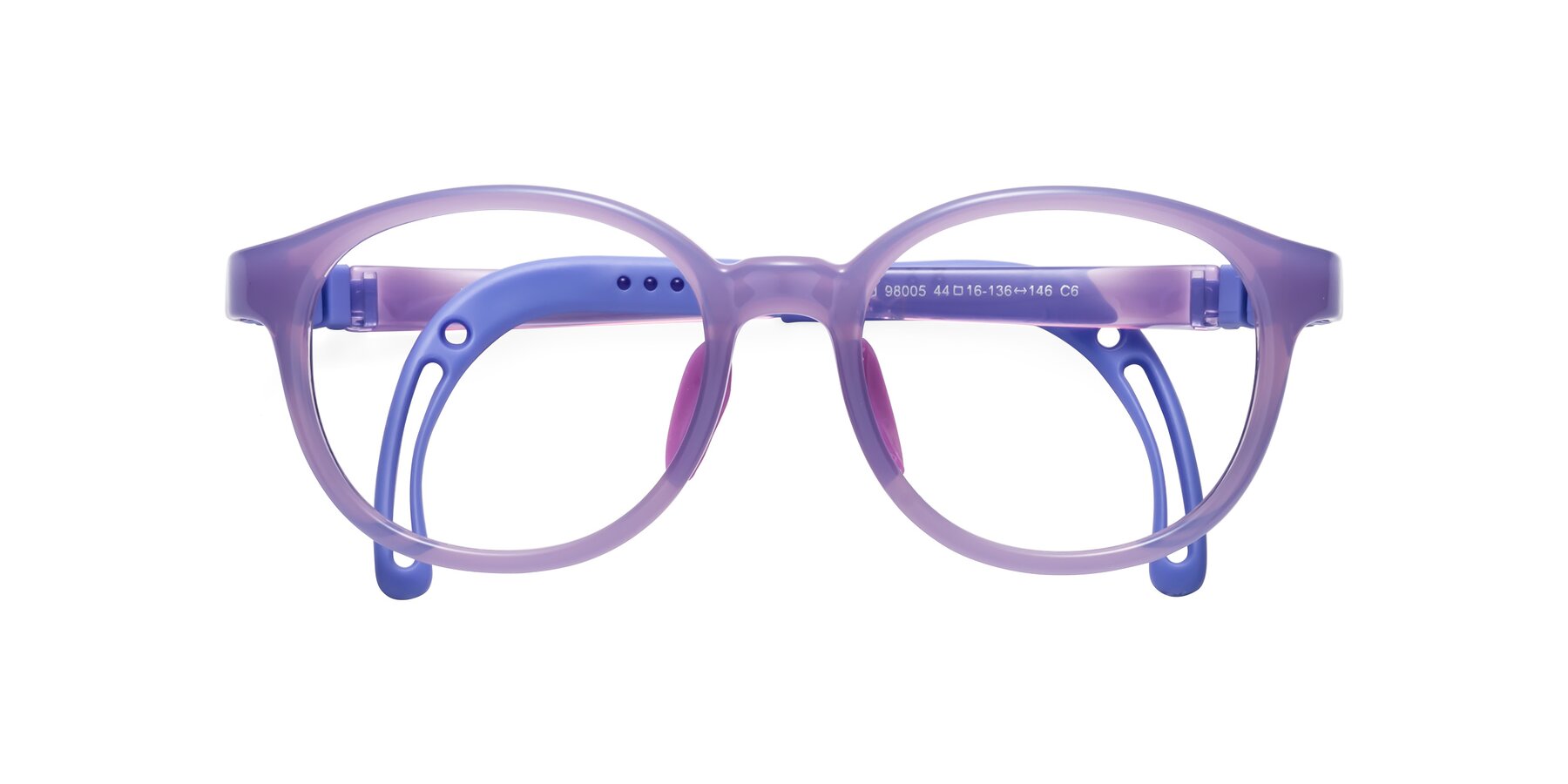 Folded Front of Anahid in Magician Purple with Clear Eyeglass Lenses