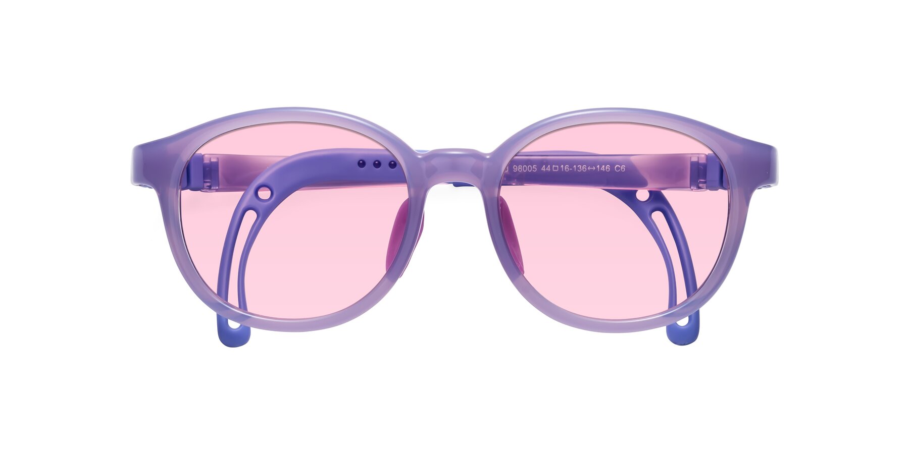 Folded Front of Anahid in Magician Purple with Light Pink Tinted Lenses