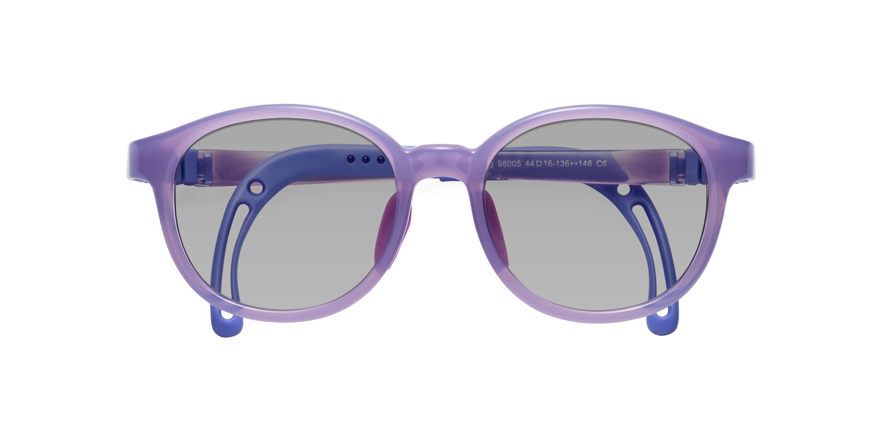 Folded Front of Anahid in Magician Purple with Light Gray Tinted Lenses