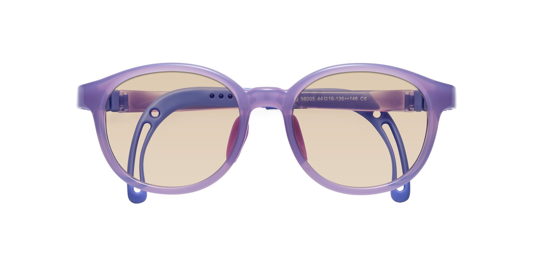 Folded Front of Anahid in Magician Purple with Light Brown Tinted Lenses