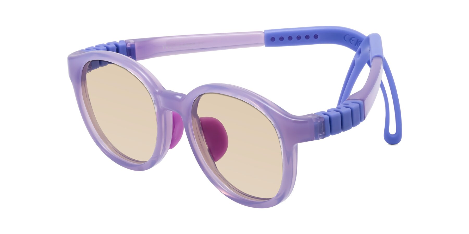 Angle of Anahid in Magician Purple with Light Brown Tinted Lenses