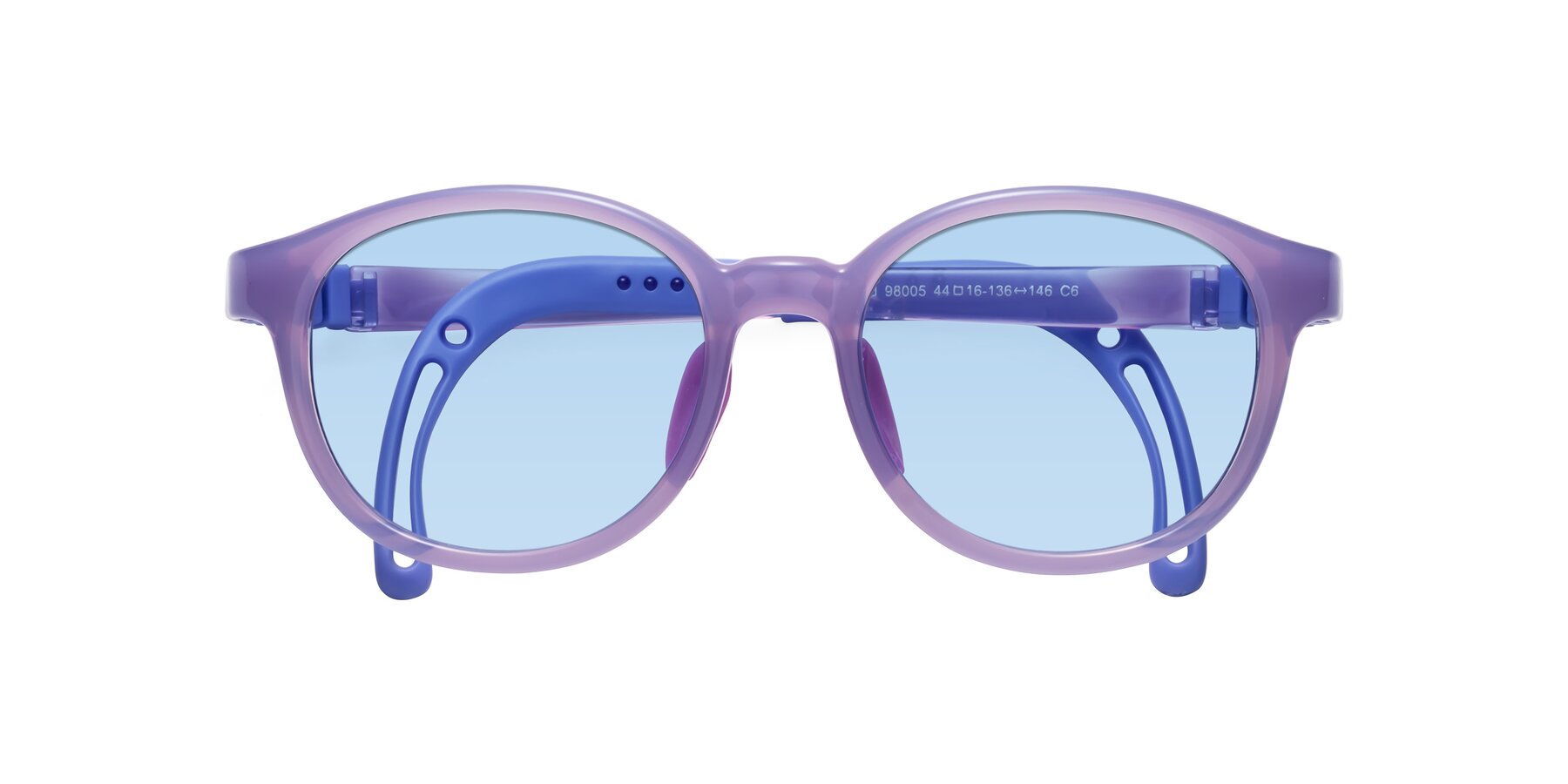 Folded Front of Anahid in Magician Purple with Light Blue Tinted Lenses