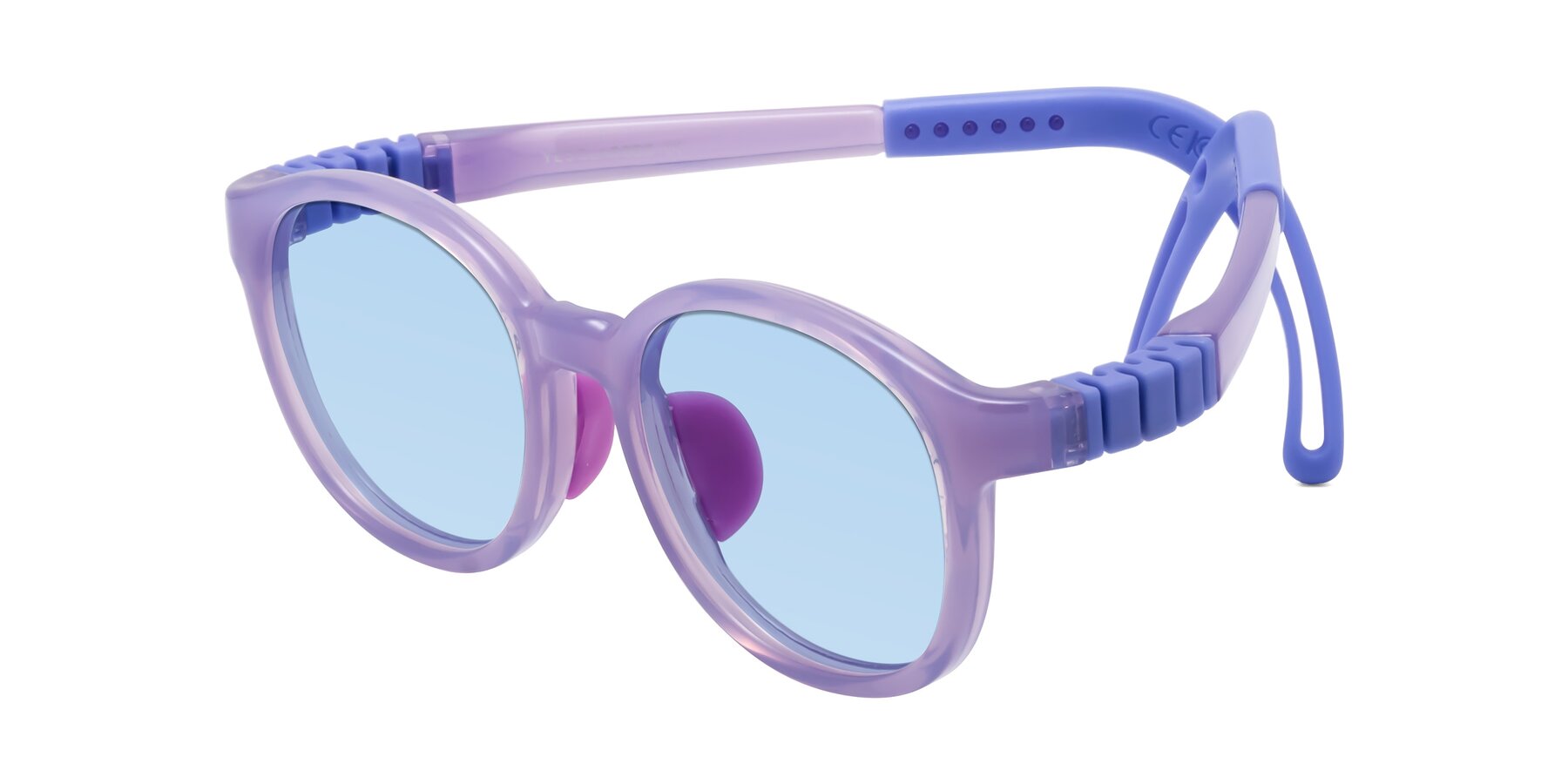 Angle of Anahid in Magician Purple with Light Blue Tinted Lenses