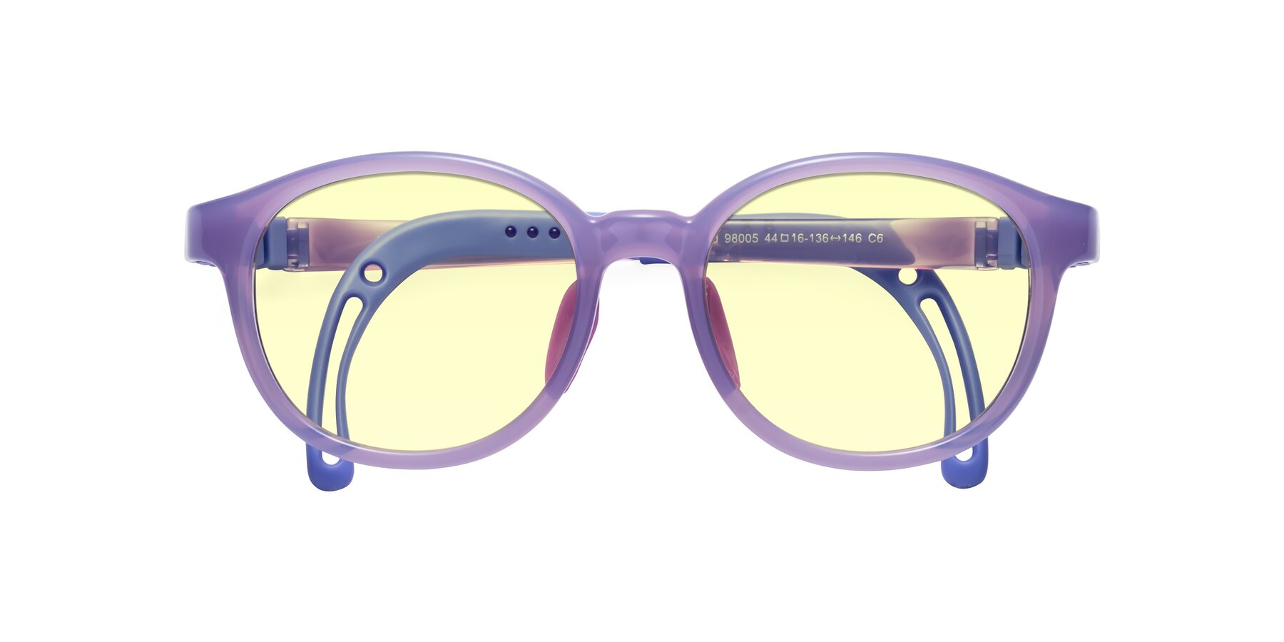 Folded Front of Anahid in Magician Purple with Light Yellow Tinted Lenses