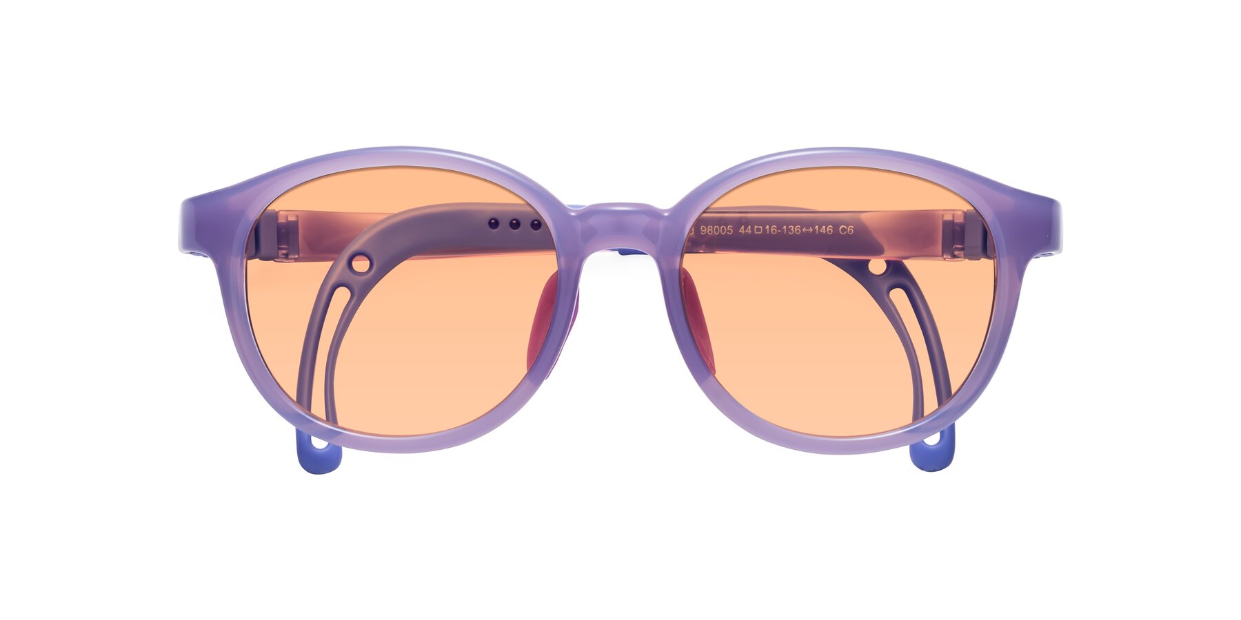 Folded Front of Anahid in Magician Purple with Light Orange Tinted Lenses