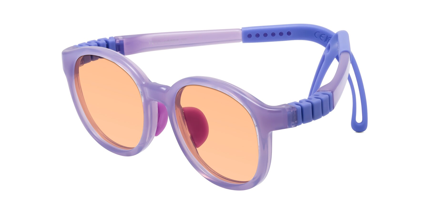 Angle of Anahid in Magician Purple with Light Orange Tinted Lenses