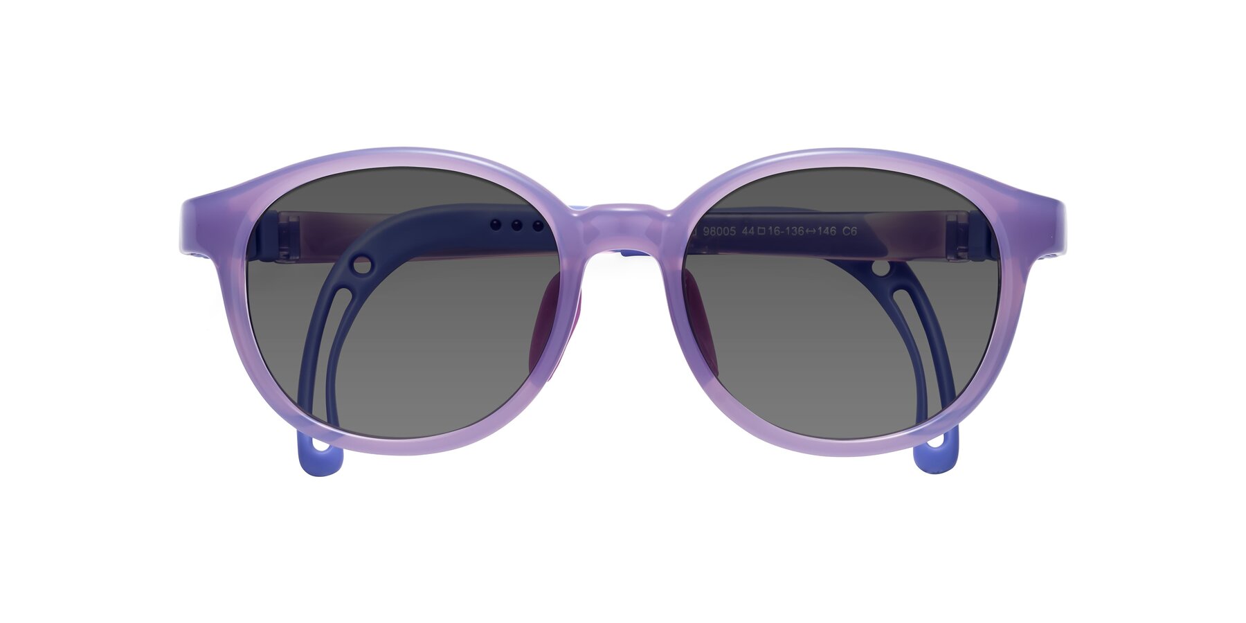 Folded Front of Anahid in Magician Purple with Medium Gray Tinted Lenses