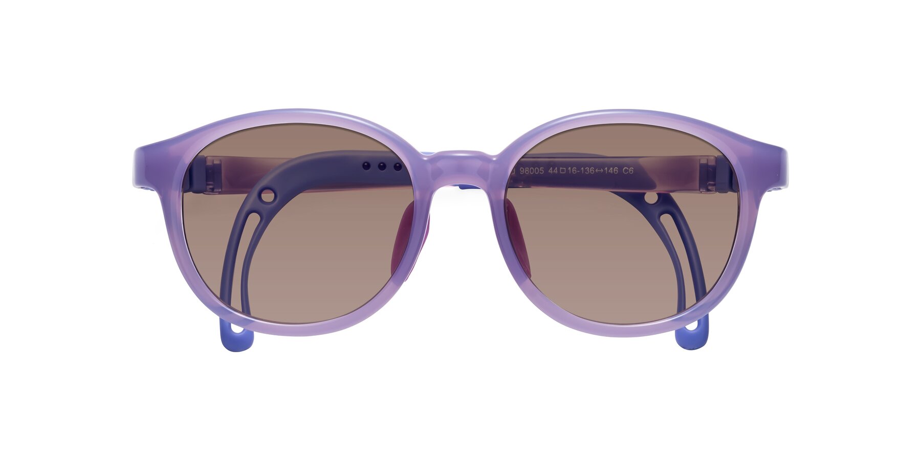 Folded Front of Anahid in Magician Purple with Medium Brown Tinted Lenses