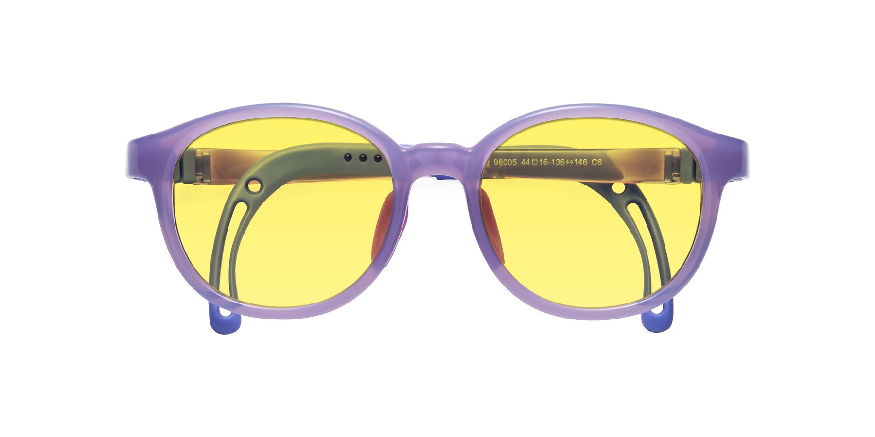 Folded Front of Anahid in Magician Purple with Medium Yellow Tinted Lenses