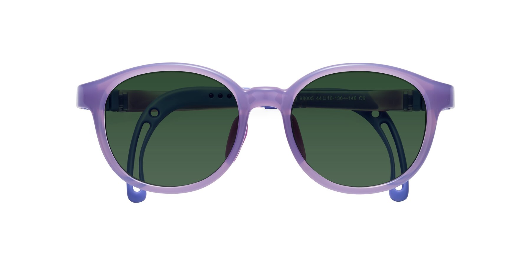 Folded Front of Anahid in Magician Purple with Green Tinted Lenses