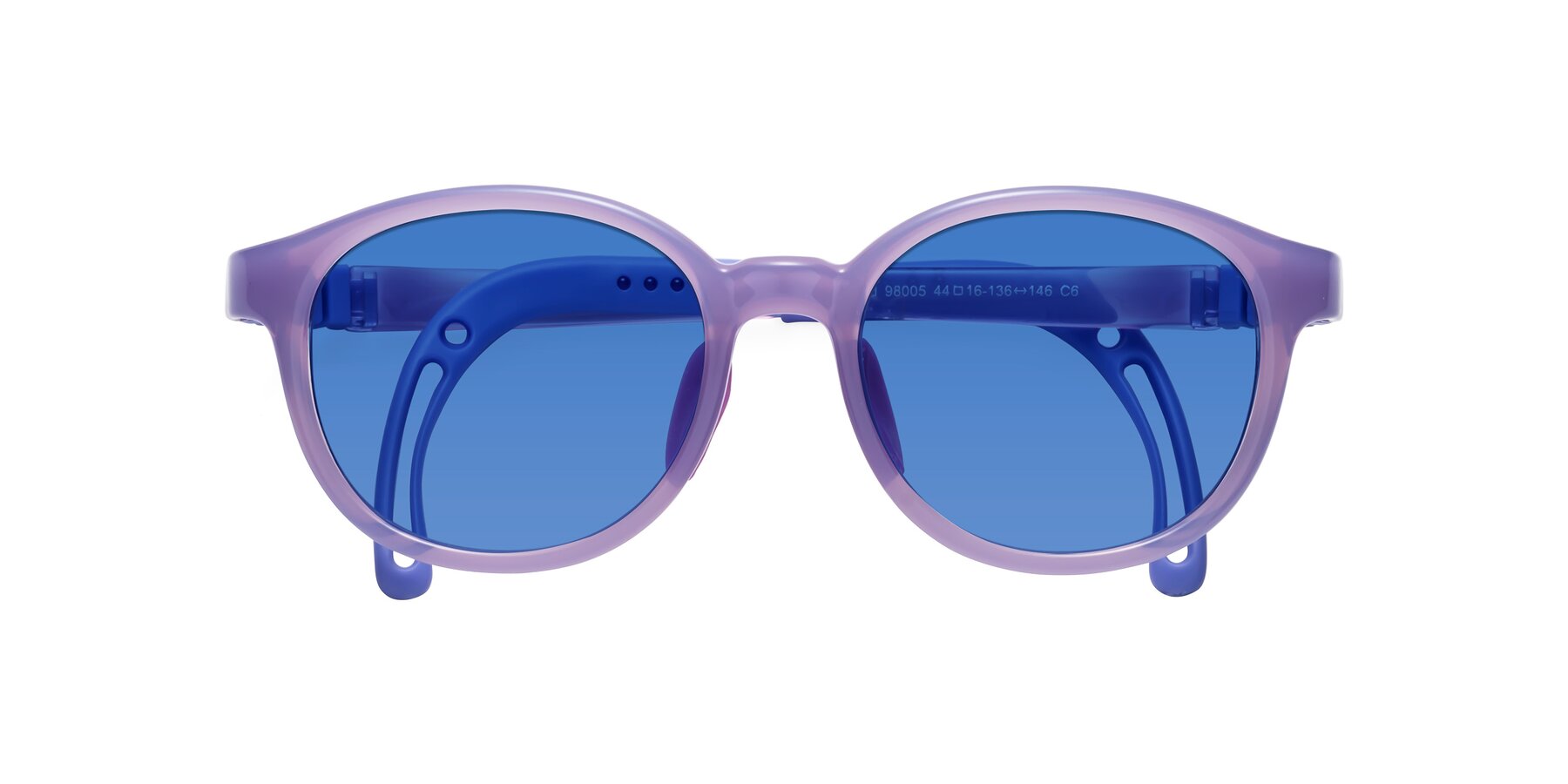 Folded Front of Anahid in Magician Purple with Blue Tinted Lenses