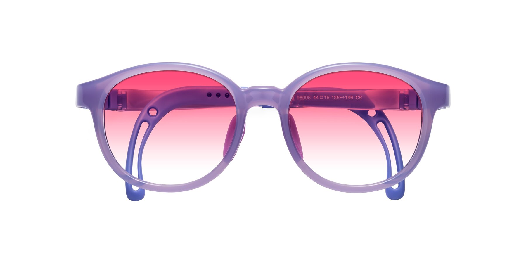 Folded Front of Anahid in Magician Purple with Pink Gradient Lenses