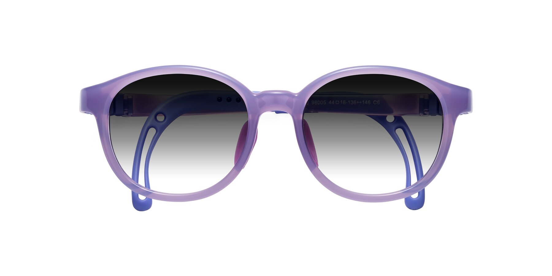 Folded Front of Anahid in Magician Purple with Gray Gradient Lenses