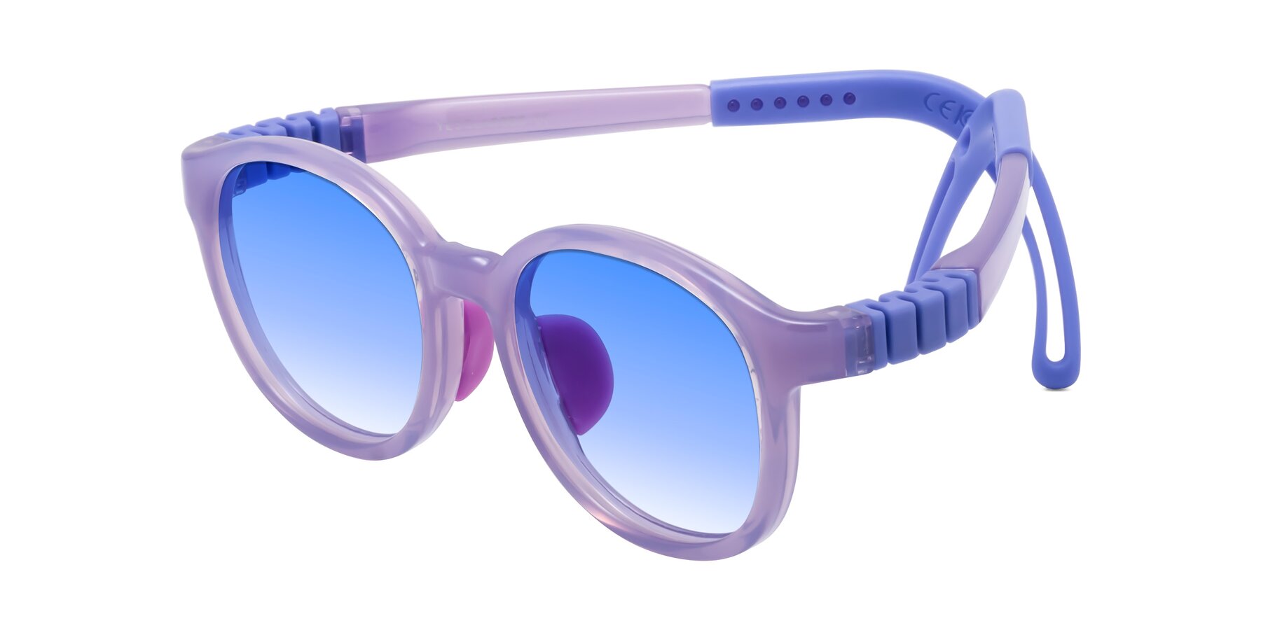 Angle of Anahid in Magician Purple with Blue Gradient Lenses