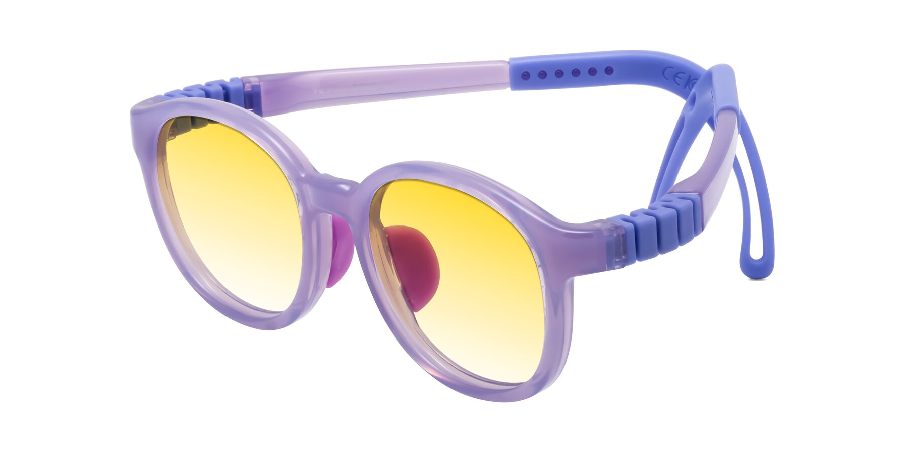 Angle of Anahid in Magician Purple with Yellow Gradient Lenses