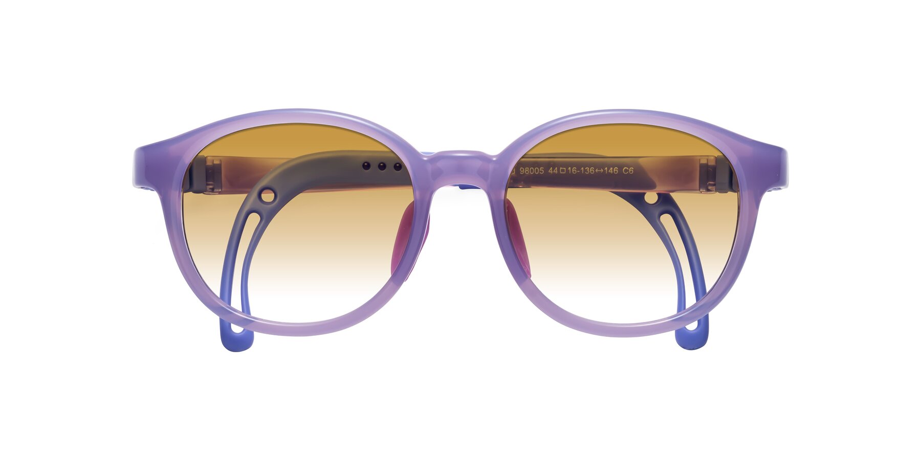 Folded Front of Anahid in Magician Purple with Champagne Gradient Lenses