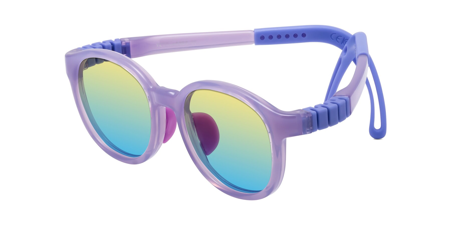 Angle of Anahid in Magician Purple with Yellow / Blue Gradient Lenses