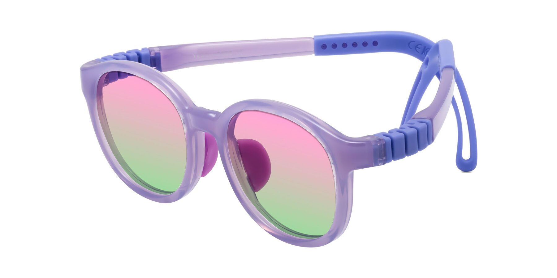 Angle of Anahid in Magician Purple with Pink / Green Gradient Lenses