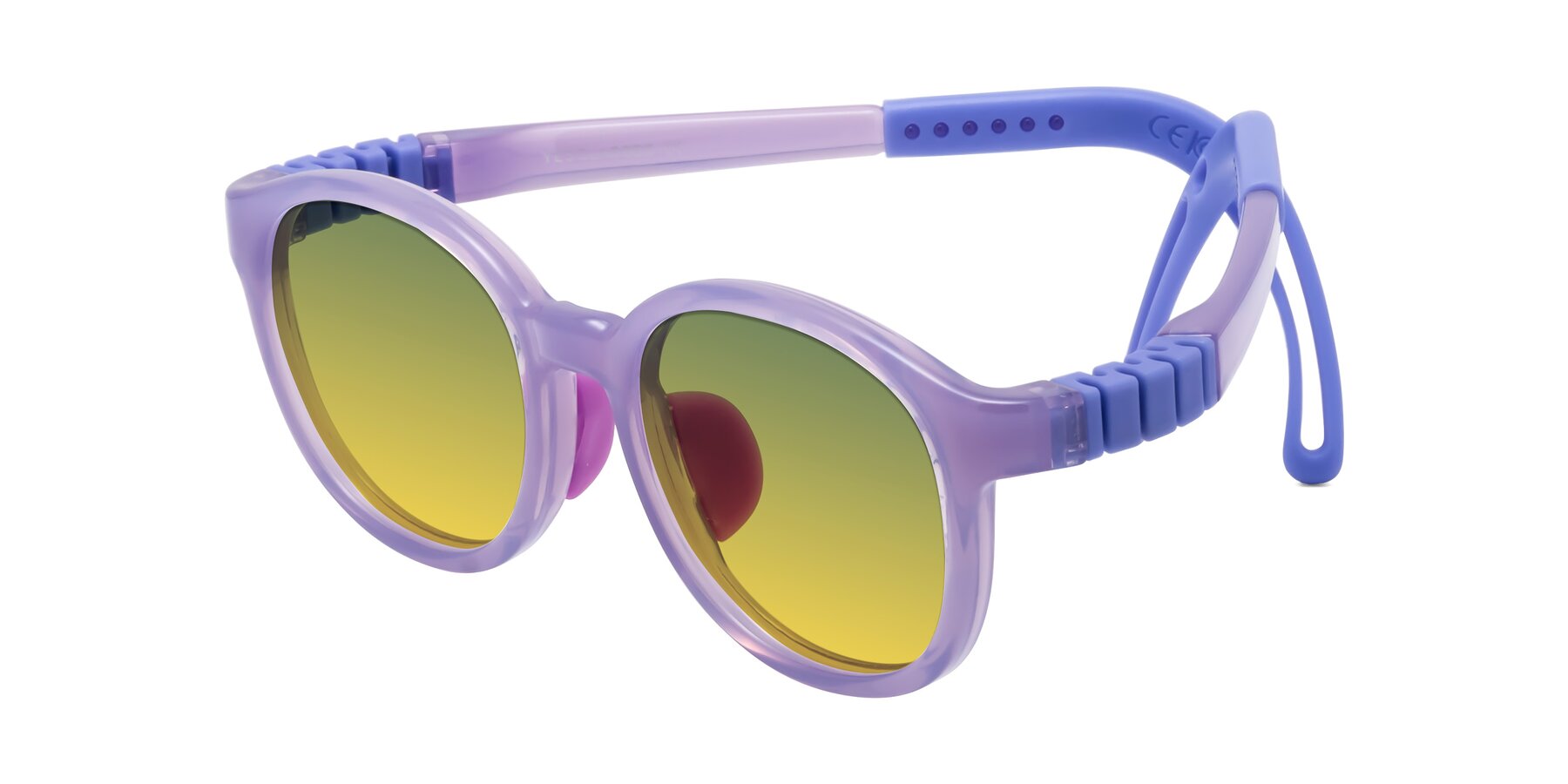 Angle of Anahid in Magician Purple with Green / Yellow Gradient Lenses