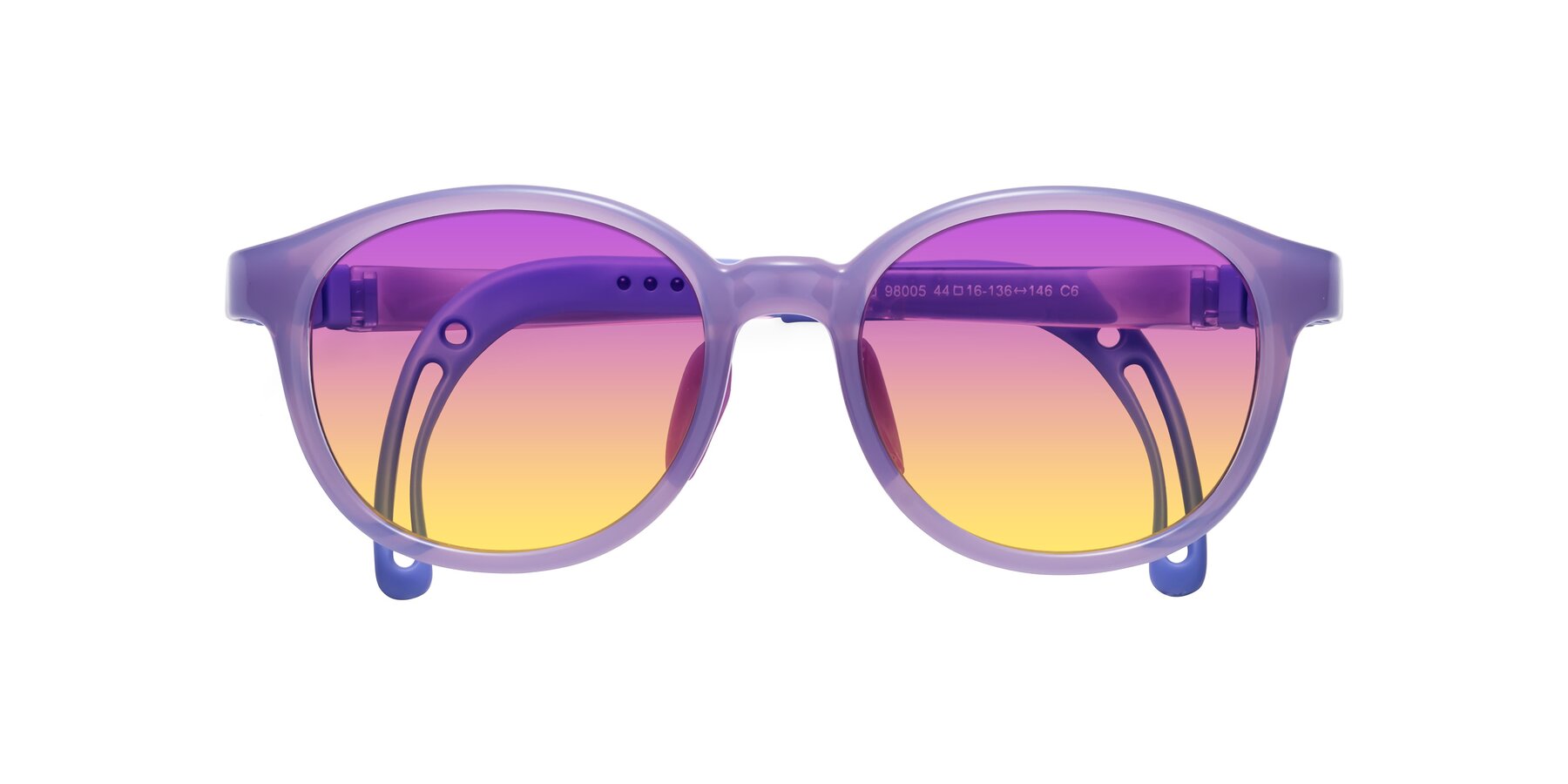 Folded Front of Anahid in Magician Purple with Purple / Yellow Gradient Lenses